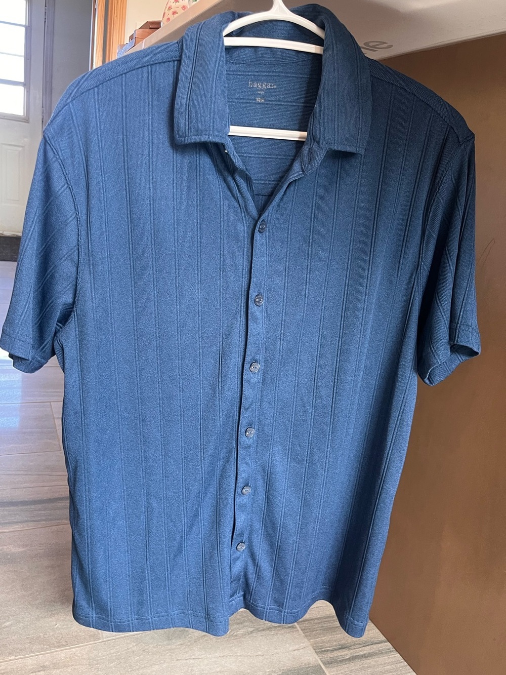 Haggar Men's Short-Sleeve Button-Down Shirt in Royal Blue Golf Shirt T-Shirt